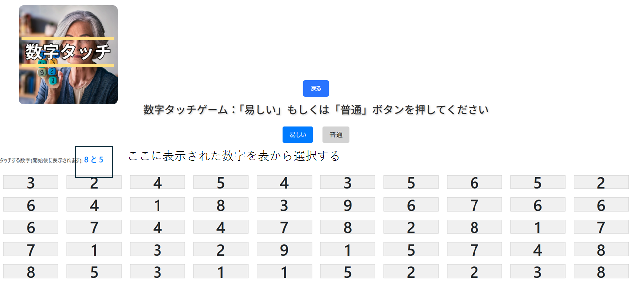 数字タッチの例